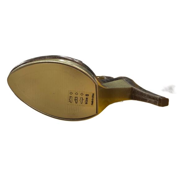 NWOT Michael Antonio Brown/Gold/Bronze Leather Platform Strappy Heels, SIZE 8 - Picture 13 of 17